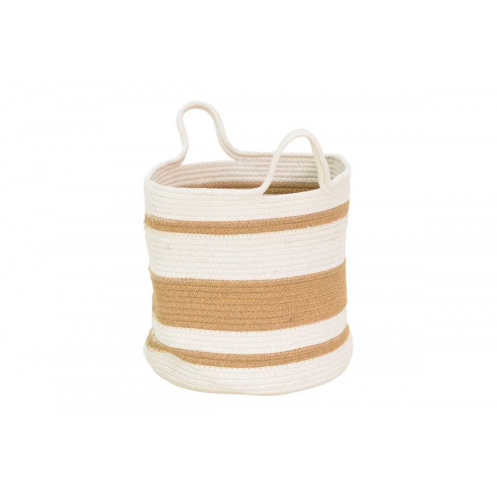Διακοσμητικό καλάθι "HORMA" από βαμβάκι/γιούτα σε χρώμα μπεζ/καφέ Φ30x30