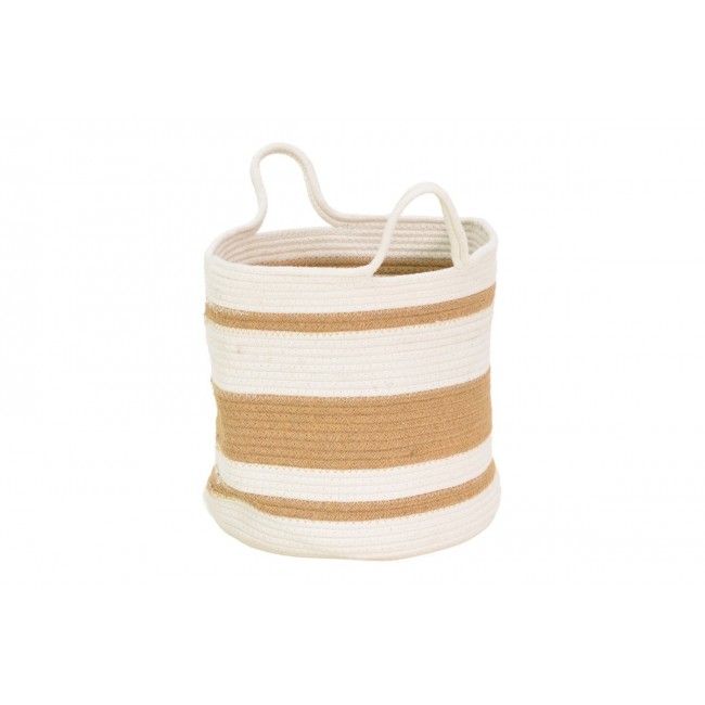 Διακοσμητικό καλάθι "HORMA" από βαμβάκι/γιούτα σε χρώμα μπεζ/καφέ Φ30x30