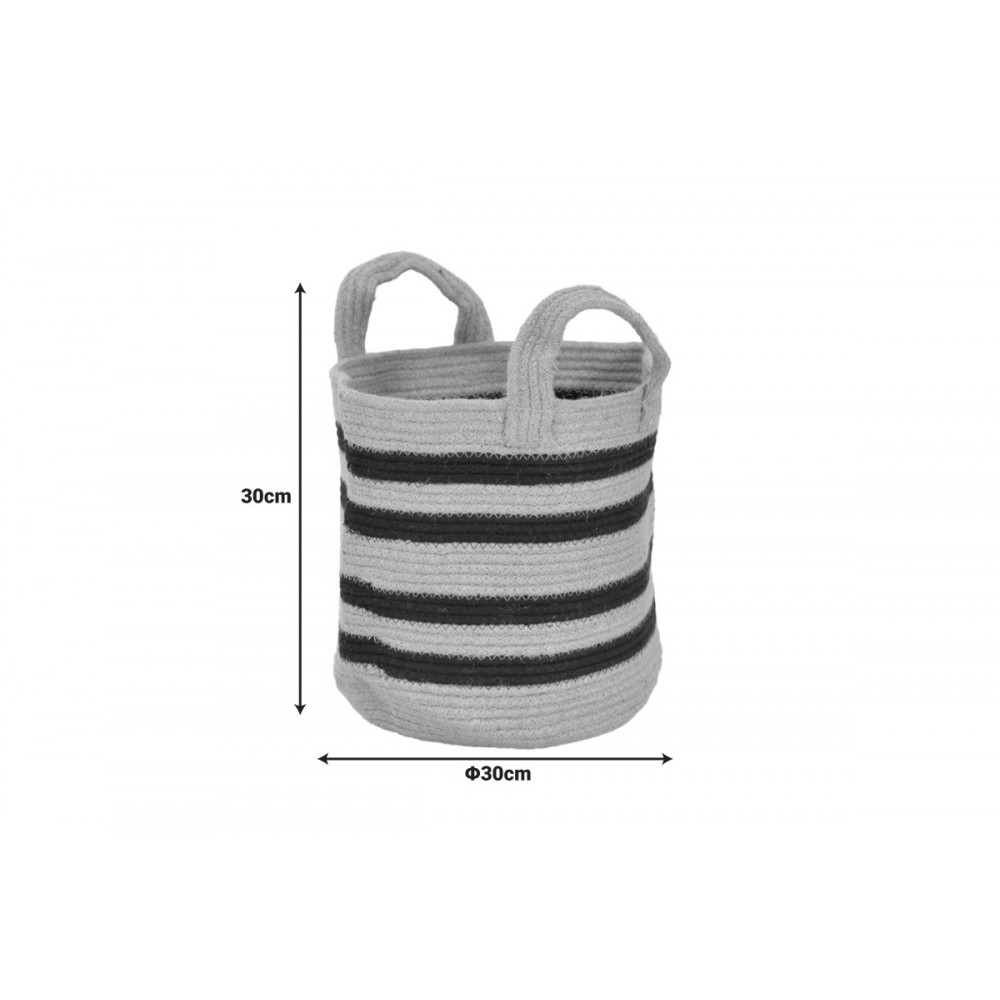 Διακοσμητικό καλάθι "MIBRA" από βαμβάκι/γιούτα σε χρώμα μπεζ/μαύρο Φ30x30