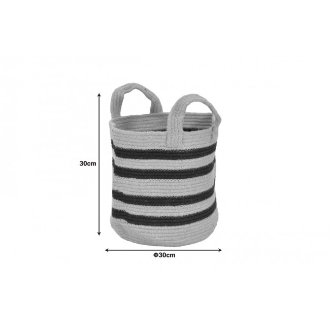 Διακοσμητικό καλάθι "MIBRA" από βαμβάκι/γιούτα σε χρώμα μπεζ/μαύρο Φ30x30