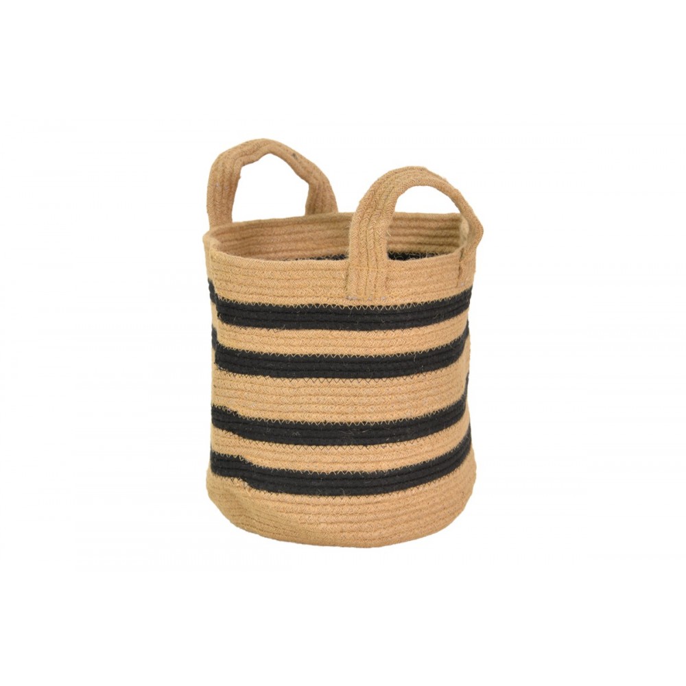 Διακοσμητικό καλάθι "MIBRA" από βαμβάκι/γιούτα σε χρώμα μπεζ/μαύρο Φ30x30
