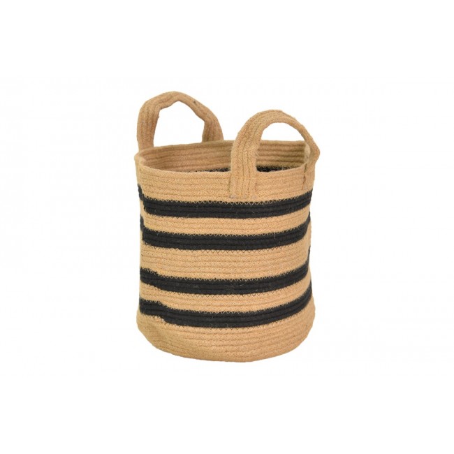 Διακοσμητικό καλάθι "MIBRA" από βαμβάκι/γιούτα σε χρώμα μπεζ/μαύρο Φ30x30