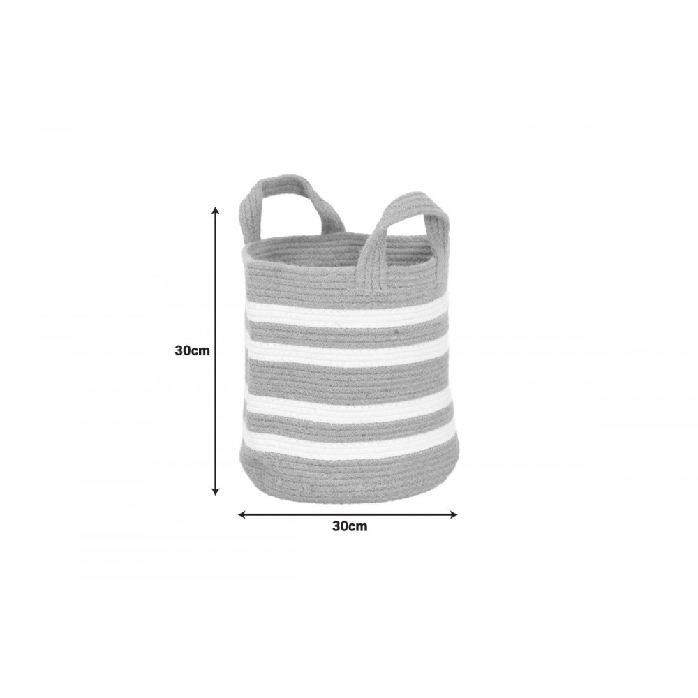 Διακοσμητικό καλάθι "MIBRA" από βαμβάκι/γιούτα σε χρώμα μπεζ/λευκό Φ30x30