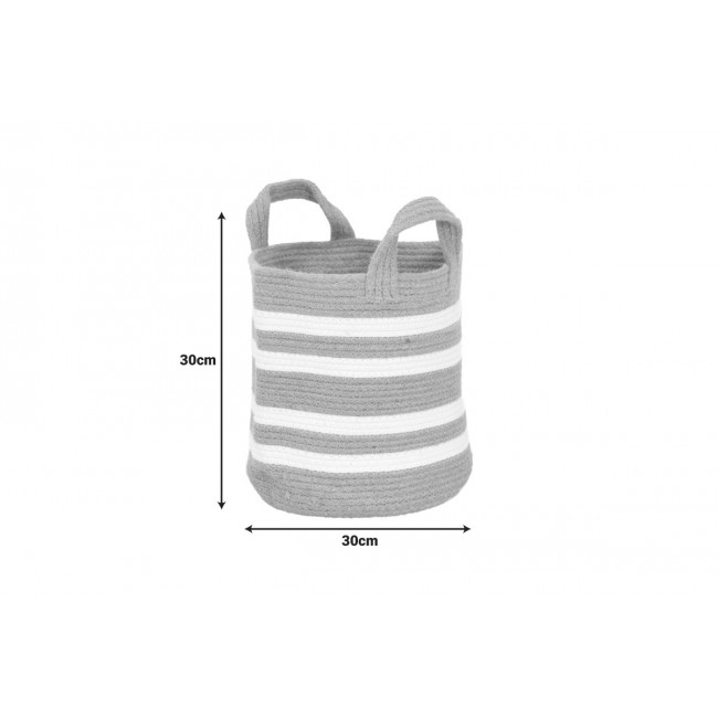 Διακοσμητικό καλάθι "MIBRA" από βαμβάκι/γιούτα σε χρώμα μπεζ/λευκό Φ30x30