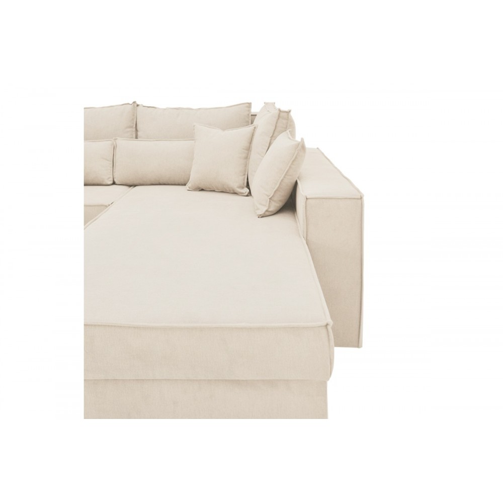 Γωνιακός καναπές-κρεβάτι "VENZIE" αναστρέψιμος από ύφασμα σε χρώμα μπεζ 283x214x83