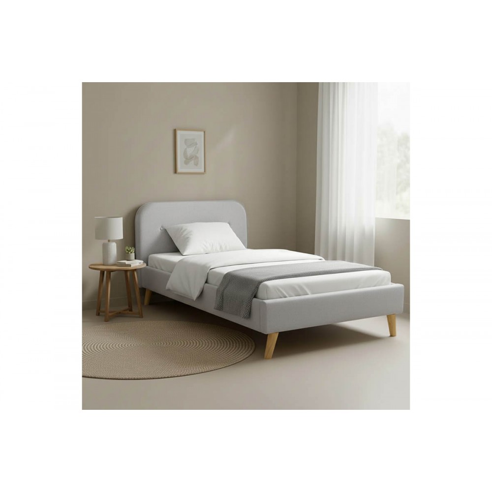 Κρεβάτι "LUMILUX" από ύφασμα σε χρώμα γκρι 112x214x80