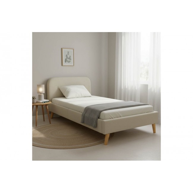 Κρεβάτι "LUMILUX" από ύφασμα σε χρώμα μπεζ 112x214x80