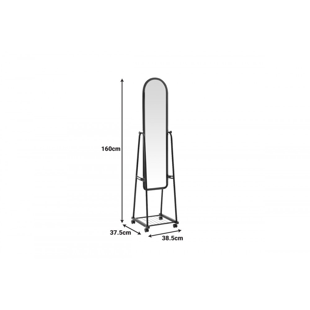 Καθρέπτης τροχήλατος "LOMNA" από pp/μέταλλο σε χρώμα μαύρο 38.5x37.5x160
