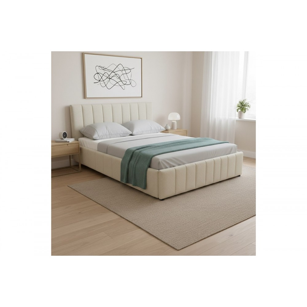 Κρεβάτι "SNUGGLE" από ύφασμα σε χρώμα μπεζ 168x212x100