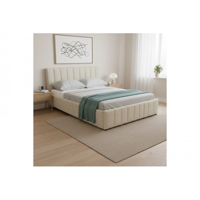 Κρεβάτι "SNUGGLE" από ύφασμα σε χρώμα μπεζ 168x212x100