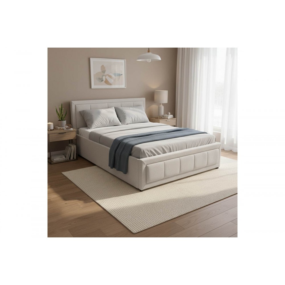 Κρεβάτι "HUGA" από ύφασμα σε χρώμα γκρι 127x216x85