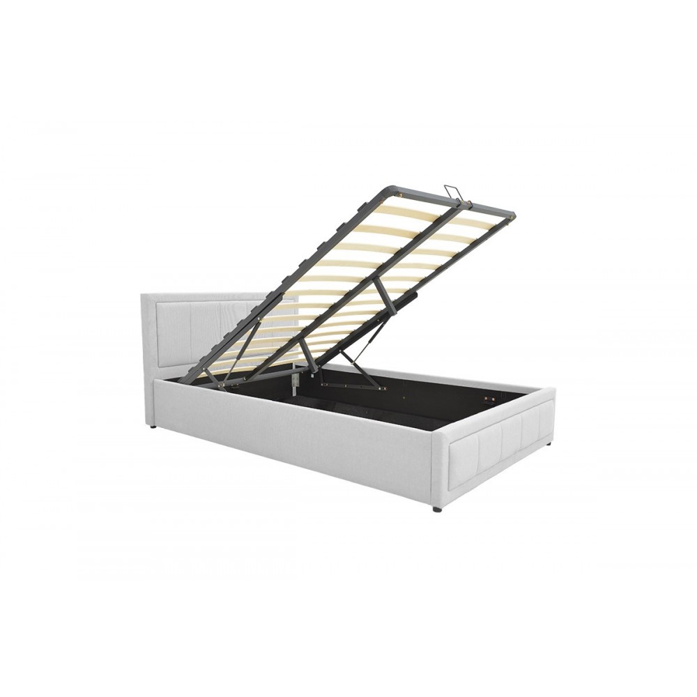 Κρεβάτι "HUGA" από ύφασμα σε χρώμα γκρι 127x216x85