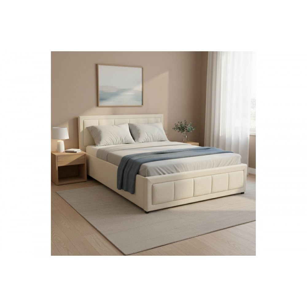 Κρεβάτι "HUGA" από ύφασμα σε χρώμα μπεζ 127x216x85