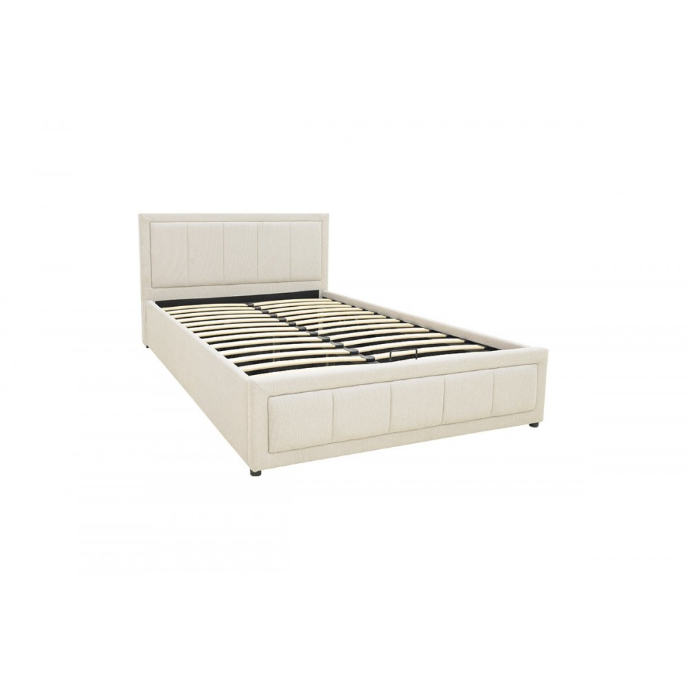 Κρεβάτι "HUGA" από ύφασμα σε χρώμα μπεζ 127x216x85