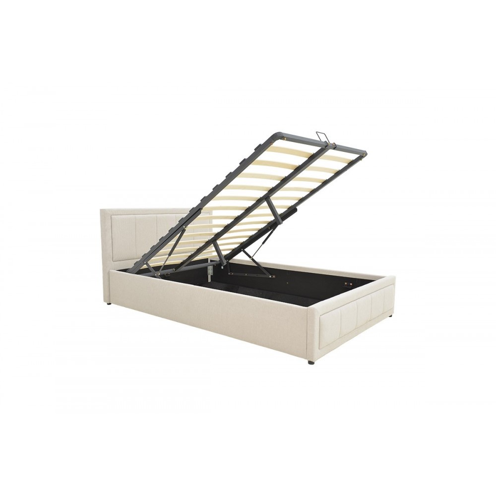 Κρεβάτι "HUGA" από ύφασμα σε χρώμα μπεζ 127x216x85