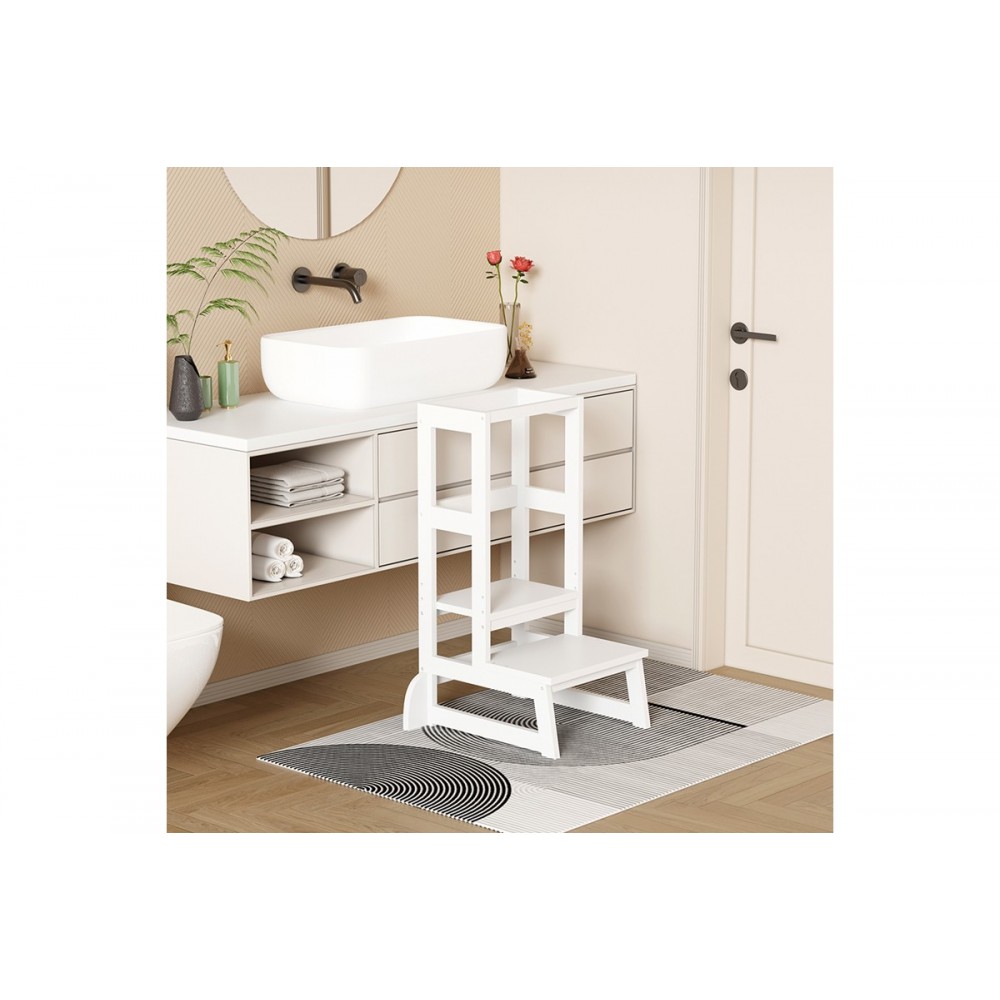 Παιδικός πύργος εκμάθησης "CHIQUEL" τ.Montessori από ξύλο σε χρώμα λευκό 45.7x51x90