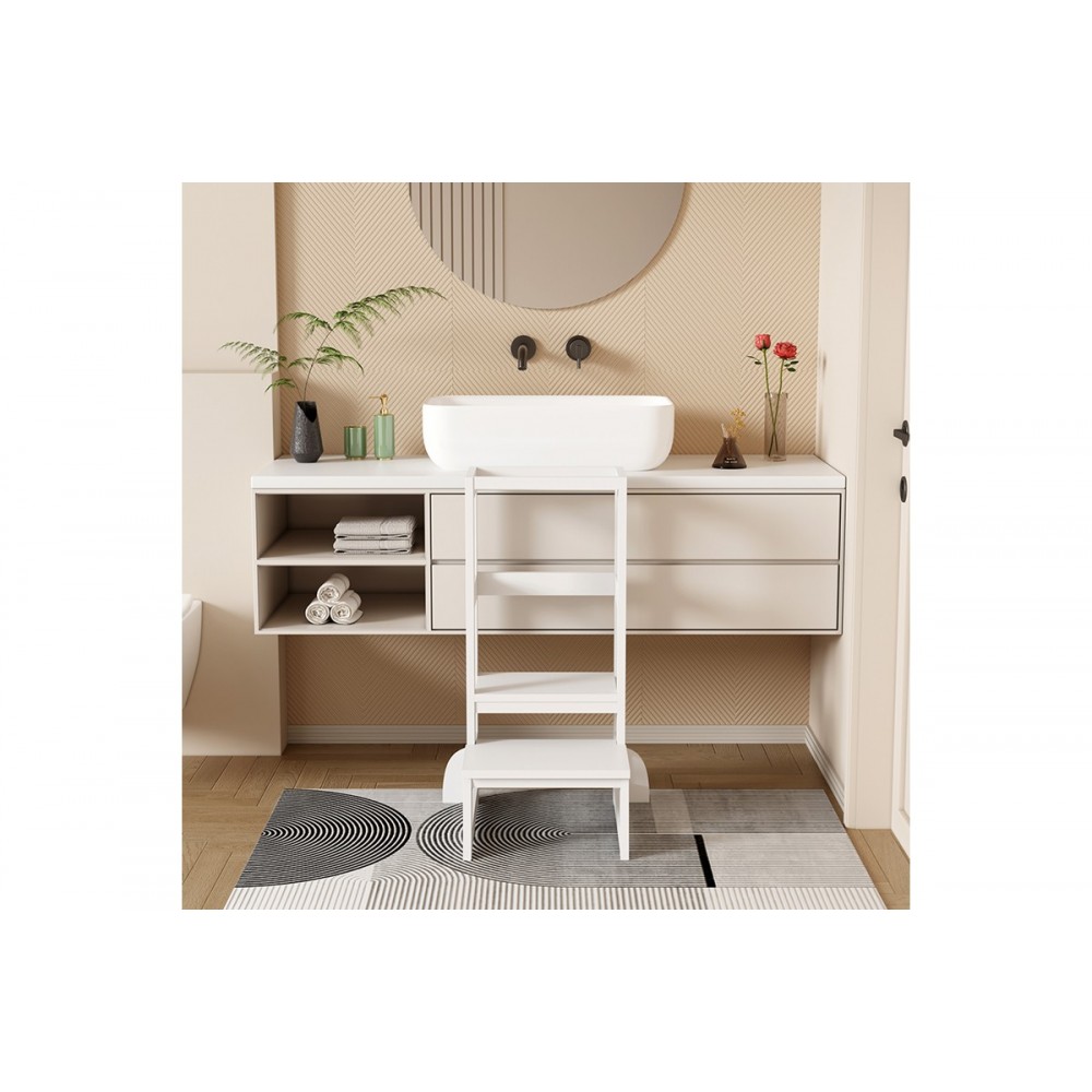 Παιδικός πύργος εκμάθησης "CHIQUEL" τ.Montessori από ξύλο σε χρώμα λευκό 45.7x51x90