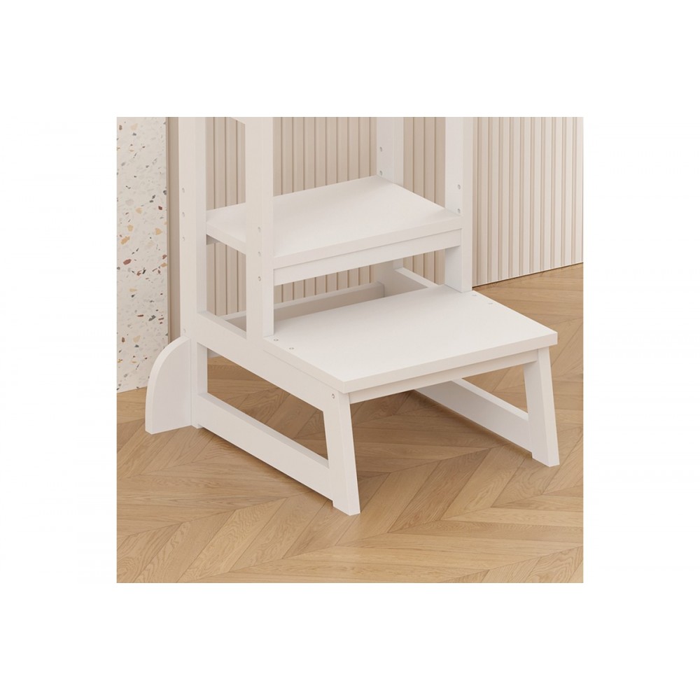 Παιδικός πύργος εκμάθησης "CHIQUEL" τ.Montessori από ξύλο σε χρώμα λευκό 45.7x51x90