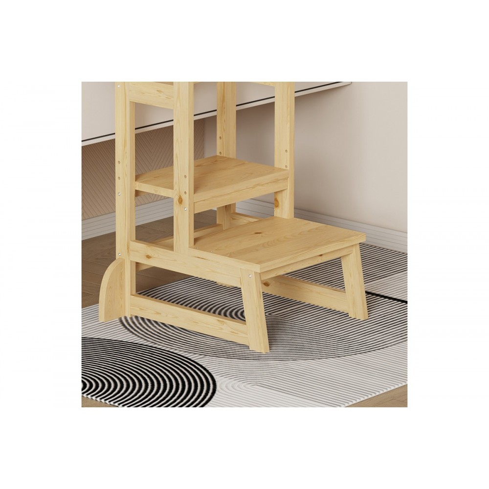 Παιδικός πύργος εκμάθησης "CHIQUEL" τ.Montessori από ξύλο σε χρώμα φυσικό 45.7x51x90