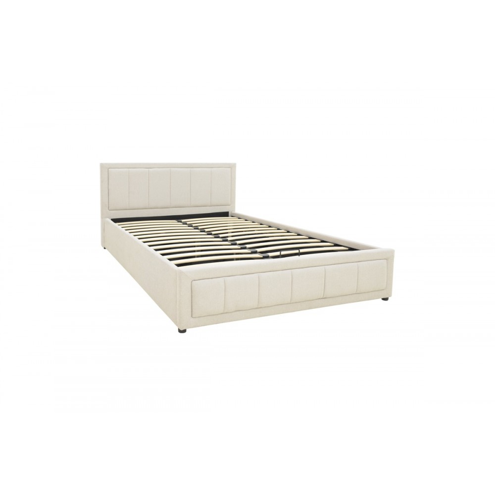 Κρεβάτι "HUGA" από ύφασμα σε χρώμα μπεζ 167x216x85