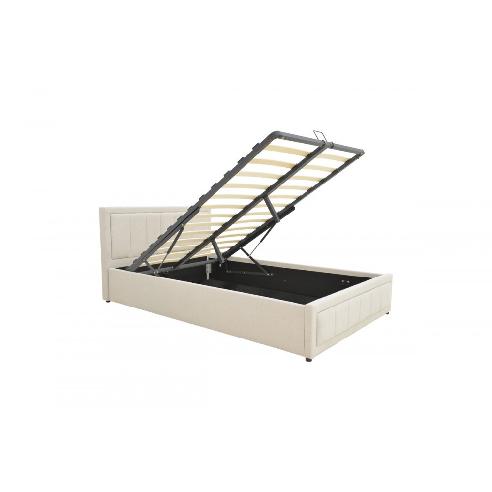 Κρεβάτι "HUGA" από ύφασμα σε χρώμα μπεζ 167x216x85