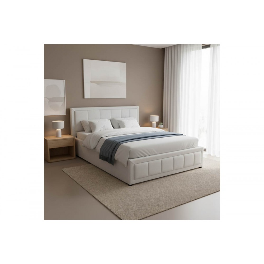 Κρεβάτι "HUGA" από ύφασμα σε χρώμα γκρι 167x216x85