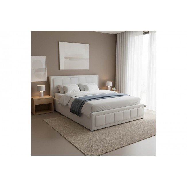 Κρεβάτι "HUGA" από ύφασμα σε χρώμα γκρι 167x216x85