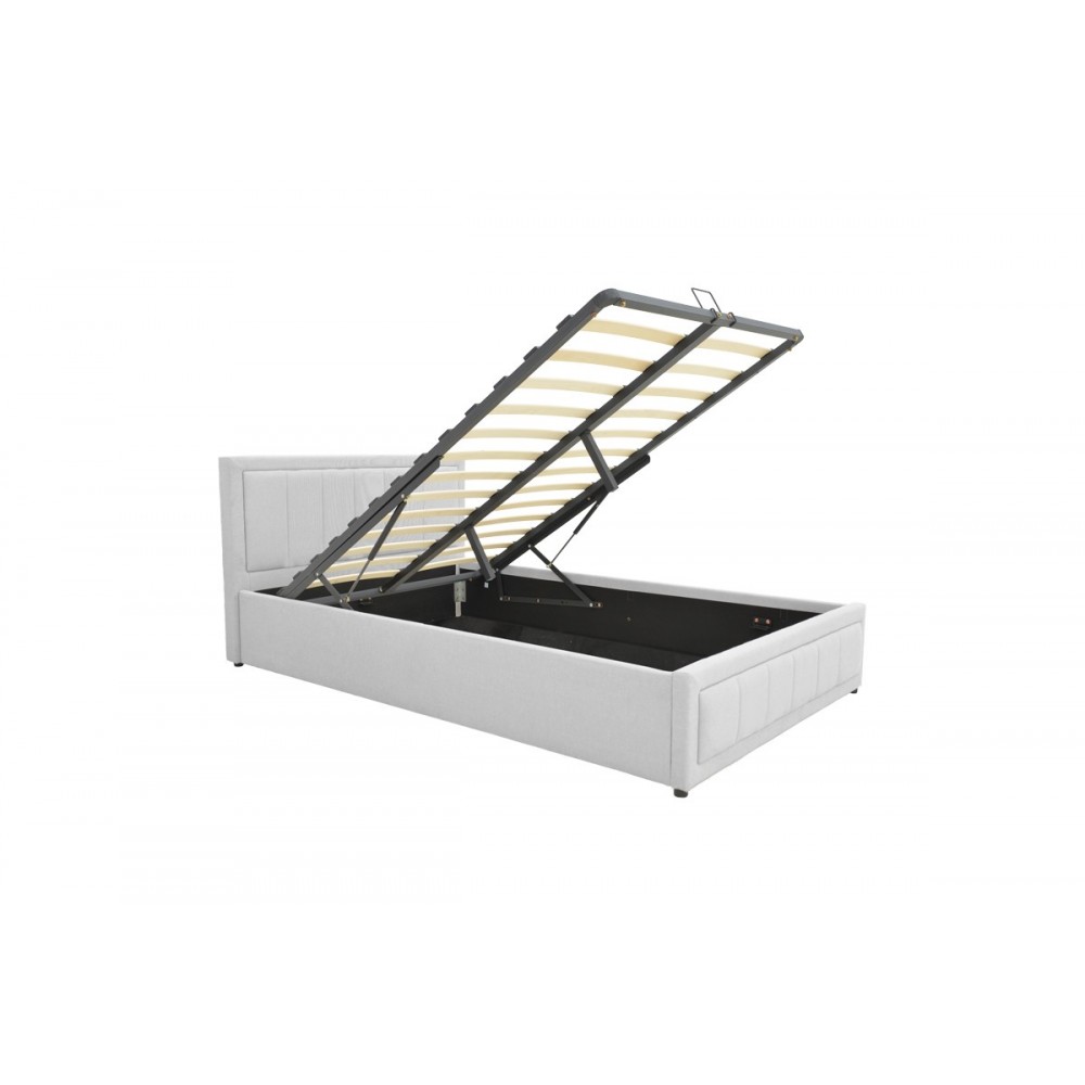 Κρεβάτι "HUGA" από ύφασμα σε χρώμα γκρι 167x216x85