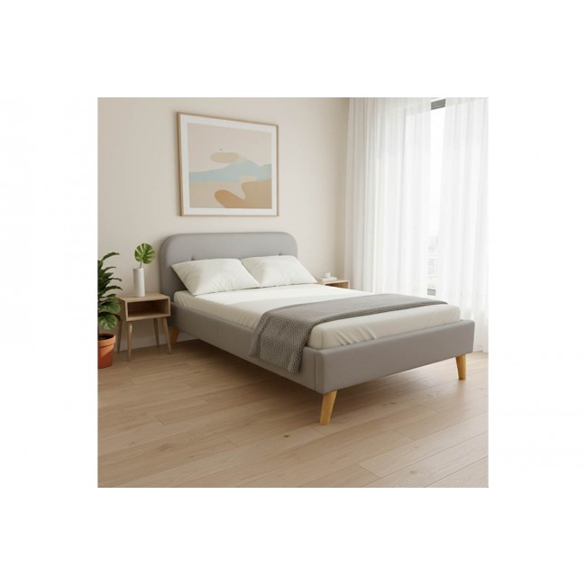 Κρεβάτι "LUMILUX" από ύφασμα σε χρώμα γκρι 172x214x80