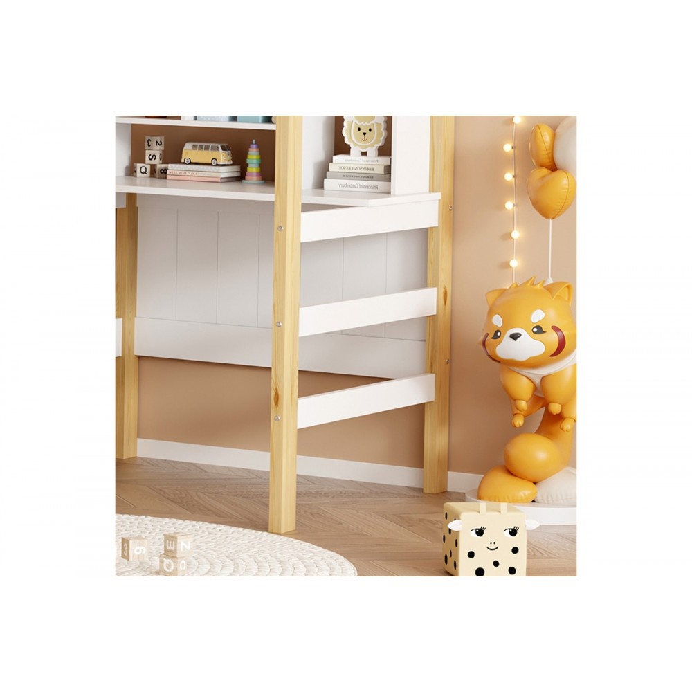 Παιδικό κρεβάτι "BEDRIA" τ. Montessori από ξύλο σε χρώμα λευκό/φυσικό 190x90