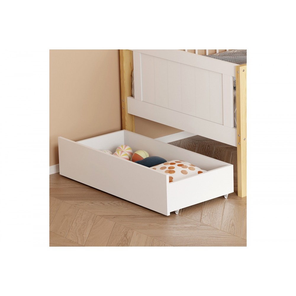 Παιδικό κρεβάτι "BEDRIA" τ. Montessori από ξύλο σε χρώμα λευκό/φυσικό 190x90