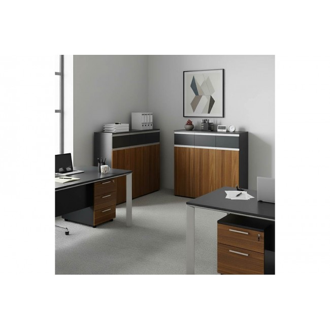 Ντουλάπια γραφείου "OSCAR" σε χρώμα καρυδί/ανθρακί 240x40x120