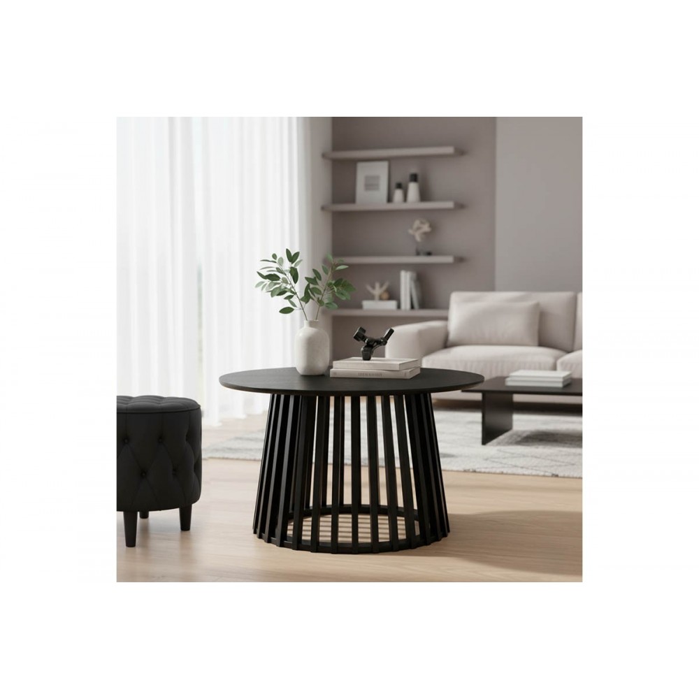 Τραπέζι σαλονιού "DOMONIC" από mdf σε χρώμα μαύρο Φ80x45