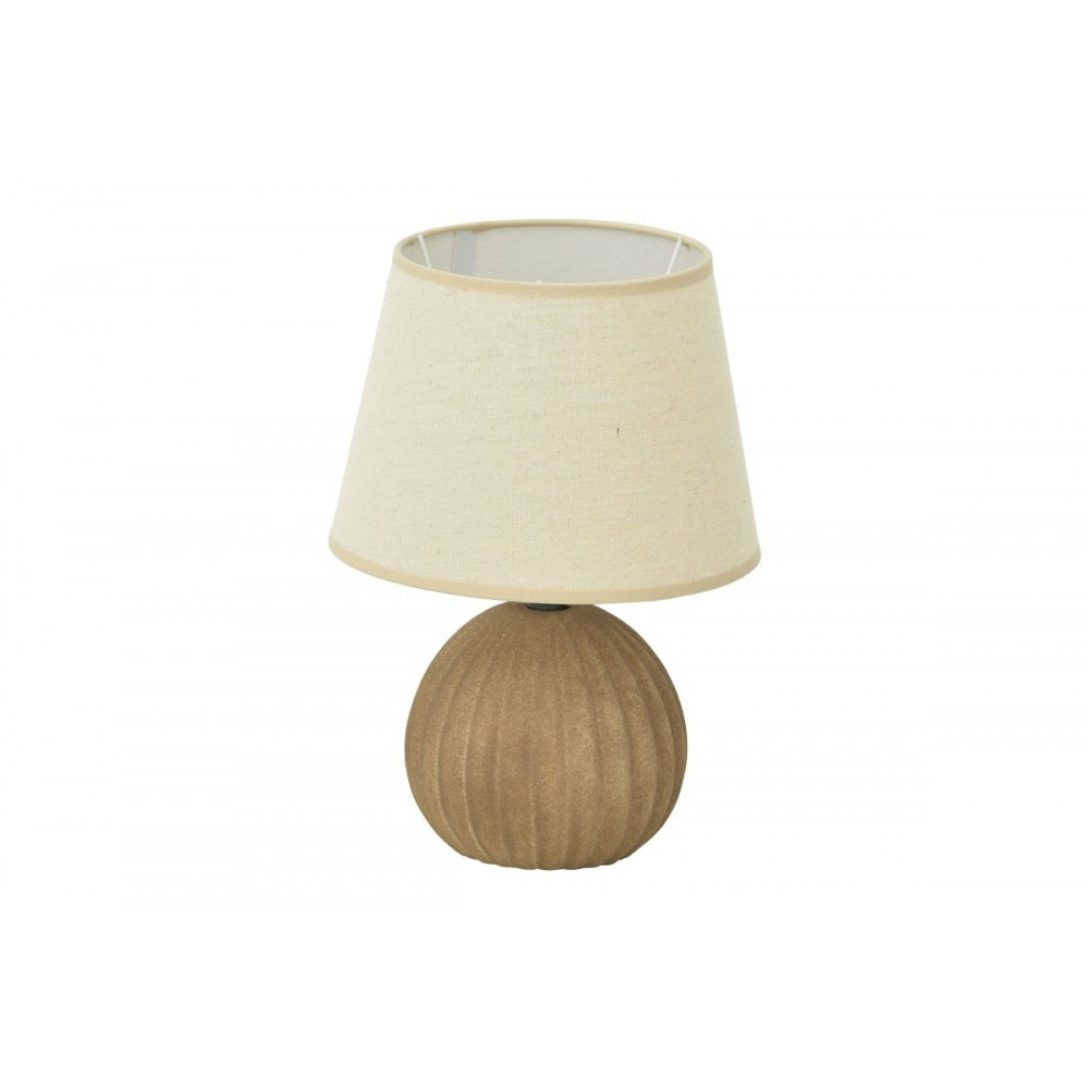 Επιτραπέζιο φωτιστικό "MELANIE" από ύφασμα/κεραμικό σε χρώμα γκρι αντικέ/μπεζ Φ22x30