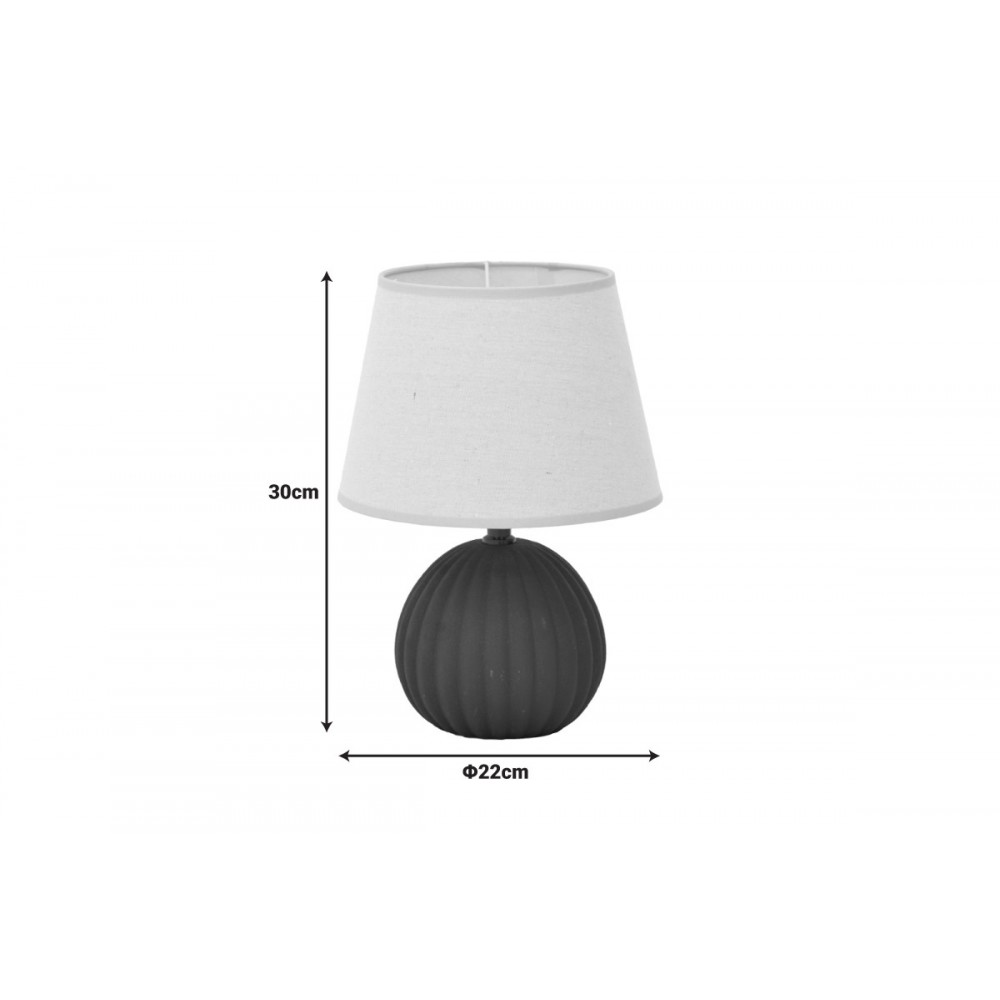 Επιτραπέζιο φωτιστικό "MELANIE" από ύφασμα/κεραμικό σε χρώμα γκρι αντικέ/μπεζ Φ22x30