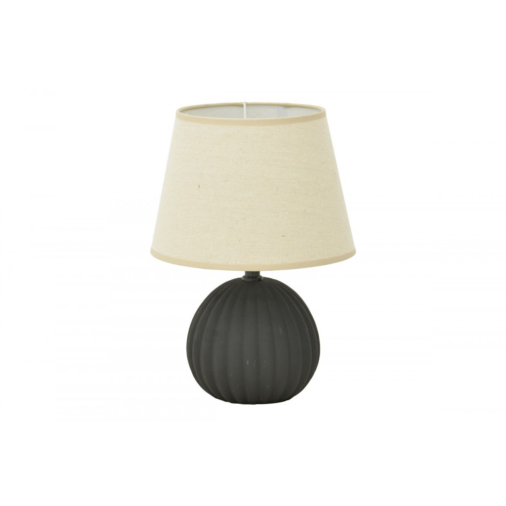 Επιτραπέζιο φωτιστικό "MELANIE" από ύφασμα/κεραμικό σε χρώμα μαύρο/μπεζ Φ22x30
