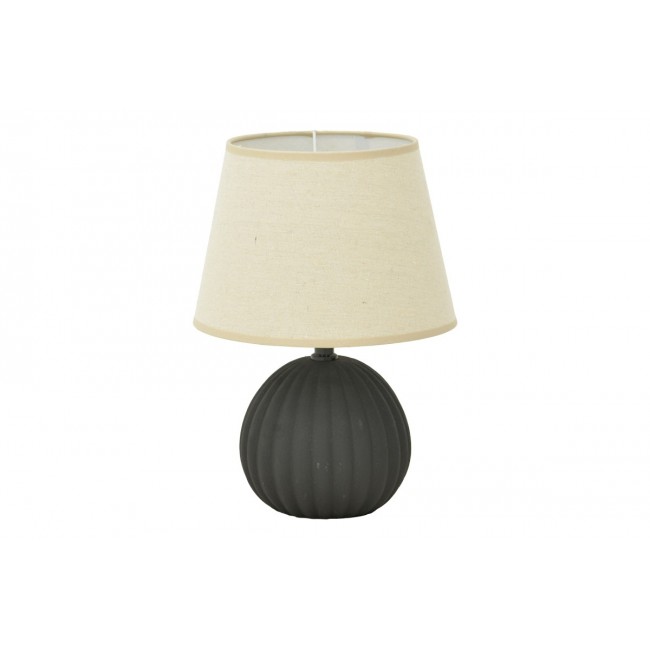 Επιτραπέζιο φωτιστικό "MELANIE" από ύφασμα/κεραμικό σε χρώμα μαύρο/μπεζ Φ22x30