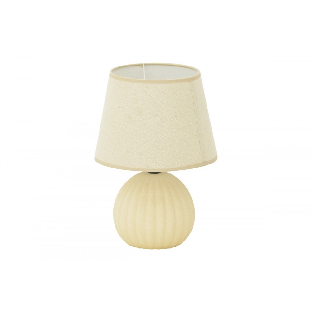 Επιτραπέζιο φωτιστικό "MELANIE" από ύφασμα/κεραμικό σε χρώμα μπεζ Φ22x30