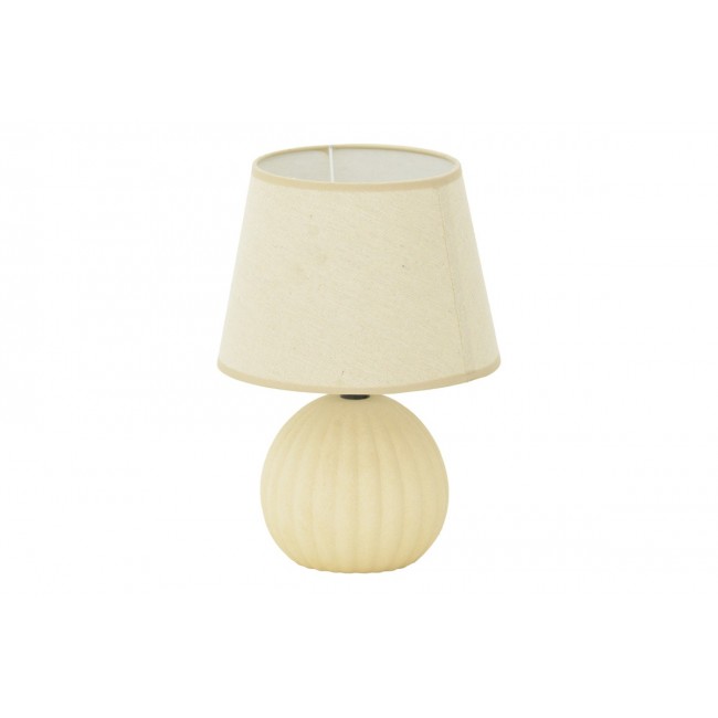 Επιτραπέζιο φωτιστικό "MELANIE" από ύφασμα/κεραμικό σε χρώμα μπεζ Φ22x30