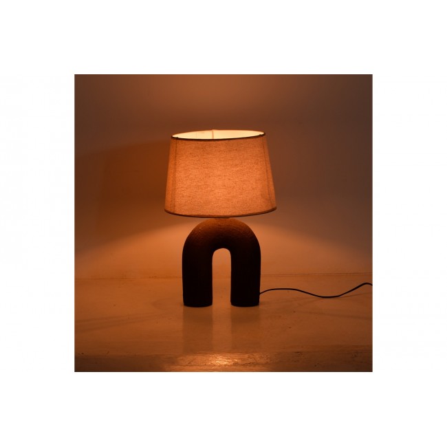 Επιτραπέζιο φωτιστικό "ARCHO" από ύφασμα/κεραμικό σε χρώμα γκρι αντικέ/μπεζ Φ30x45