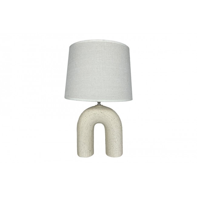 Επιτραπέζιο φωτιστικό "ARCHO" από ύφασμα/κεραμικό σε χρώμα μπεζ Φ30x45