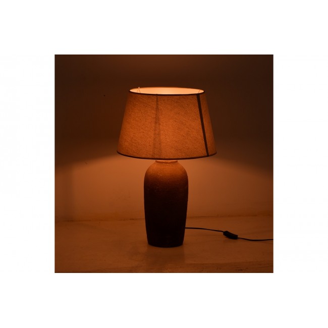 Επιτραπέζιο φωτιστικό "BAROUT" από ύφασμα/κεραμικό σε χρώμα γκρι αντικέ/μπεζ Φ40x62