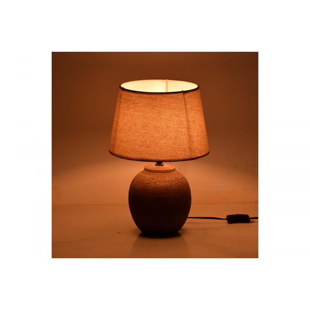 Επιτραπέζιο φωτιστικό "LURATA" από ύφασμα/κεραμικό σε χρώμα γκρι αντικέ/μπεζ Φ26x38