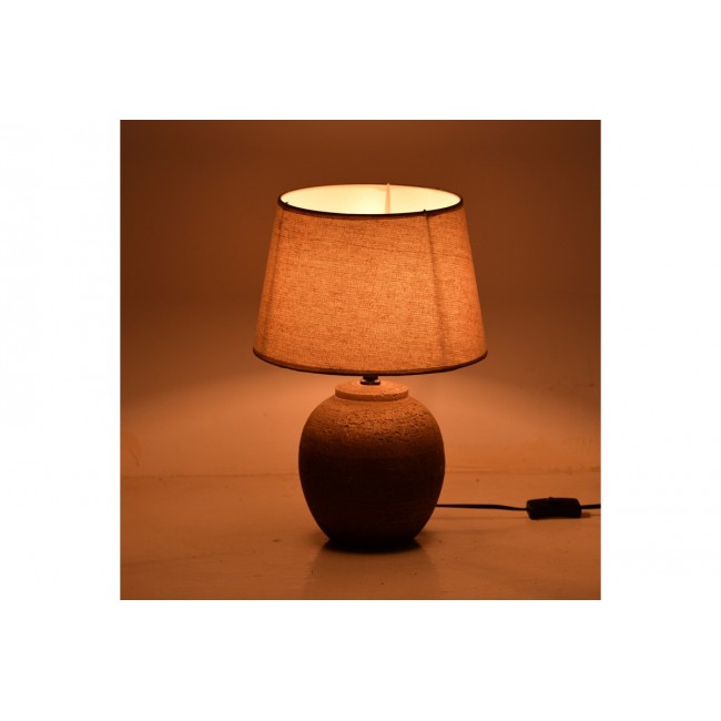 Επιτραπέζιο φωτιστικό "LURATA" από ύφασμα/κεραμικό σε χρώμα γκρι αντικέ/μπεζ Φ26x38