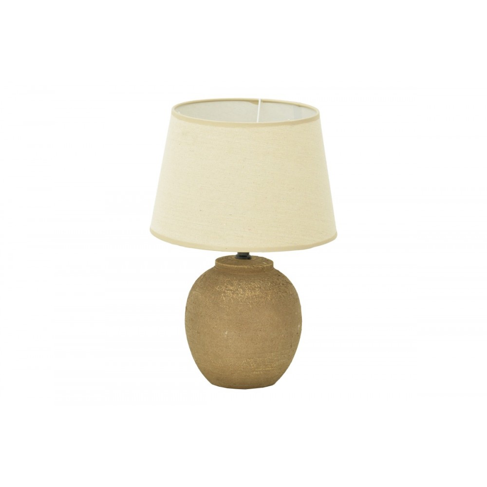 Επιτραπέζιο φωτιστικό "LURATA" από ύφασμα/κεραμικό σε χρώμα γκρι αντικέ/μπεζ Φ26x38