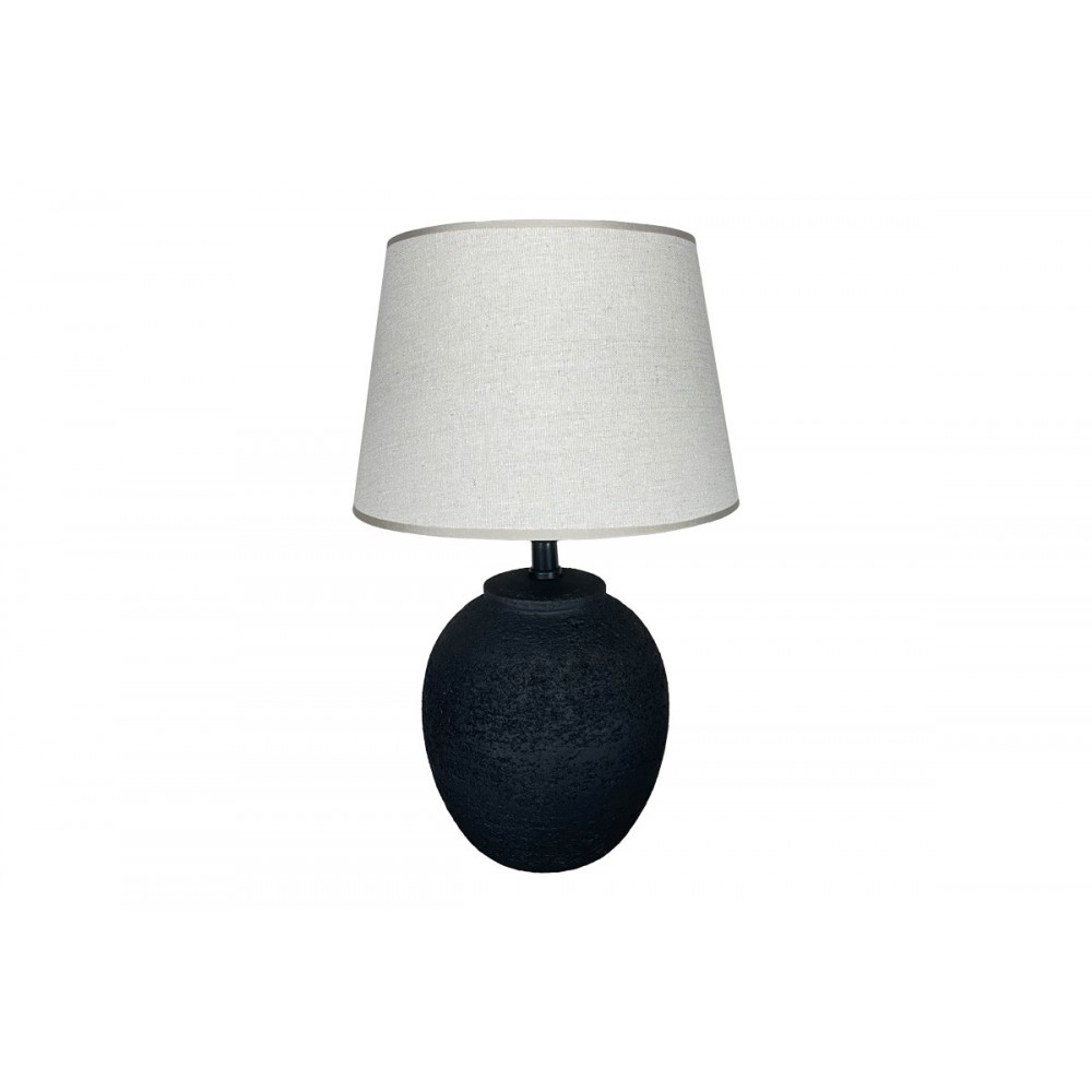 Επιτραπέζιο φωτιστικό "LURATA" από ύφασμα/κεραμικό σε χρώμα μαύρο/μπεζ Φ26x38