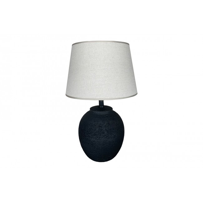 Επιτραπέζιο φωτιστικό "LURATA" από ύφασμα/κεραμικό σε χρώμα μαύρο/μπεζ Φ26x38