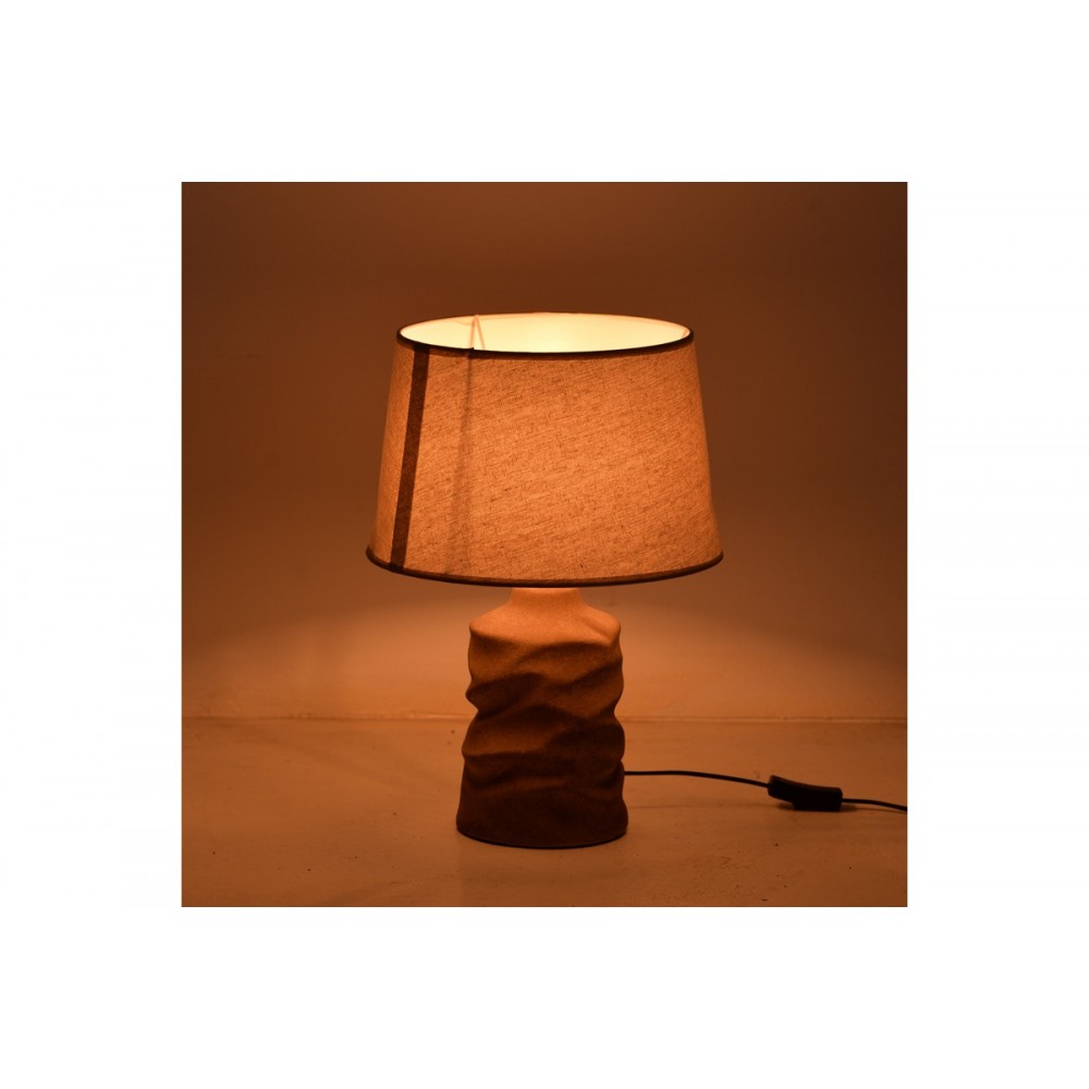 Επιτραπέζιο φωτιστικό "WABBI" από ύφασμα/κεραμικό σε χρώμα γκρι αντικέ/μπεζ Φ28x41