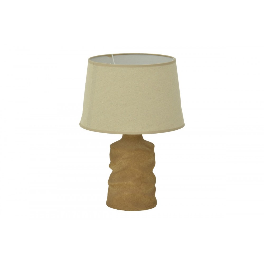 Επιτραπέζιο φωτιστικό "WABBI" από ύφασμα/κεραμικό σε χρώμα γκρι αντικέ/μπεζ Φ28x41