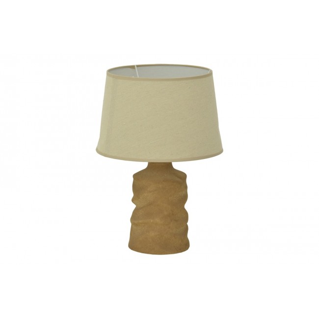 Επιτραπέζιο φωτιστικό "WABBI" από ύφασμα/κεραμικό σε χρώμα γκρι αντικέ/μπεζ Φ28x41